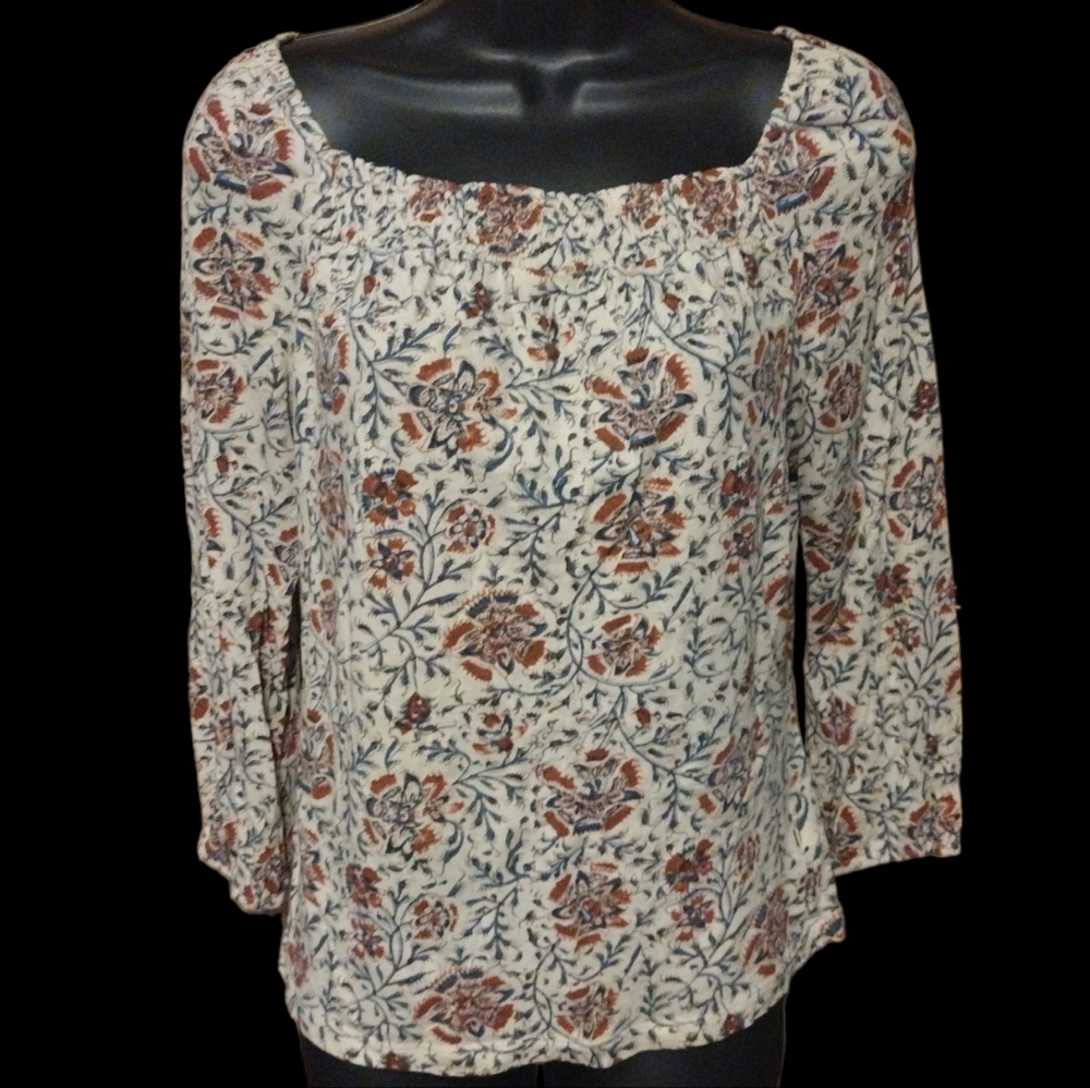 Chaps Denim Floral Top